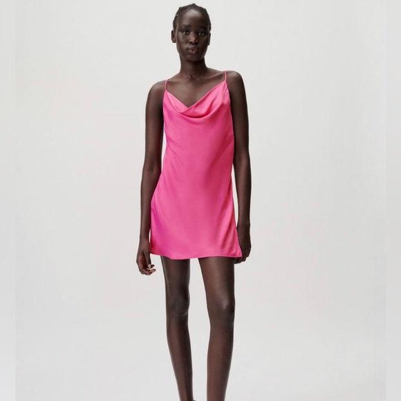 Zara Dresses Zara Pink Silky Dress Poshmark